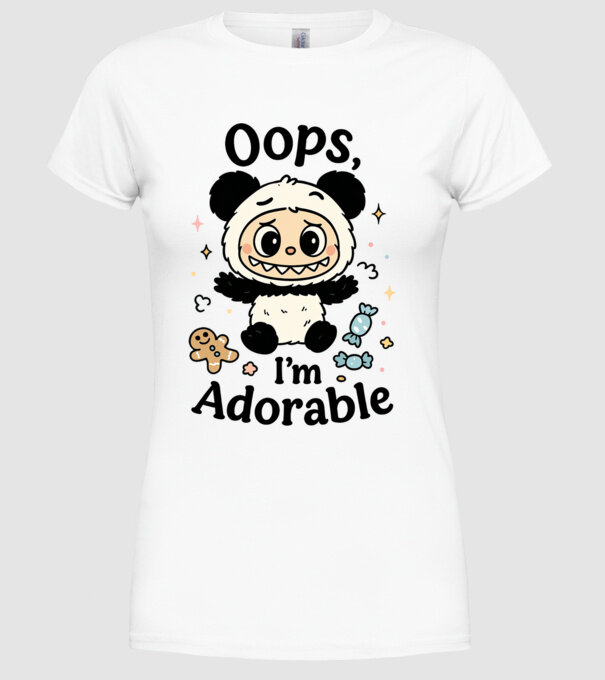 Oops, I'm adorable model alb pe tricou