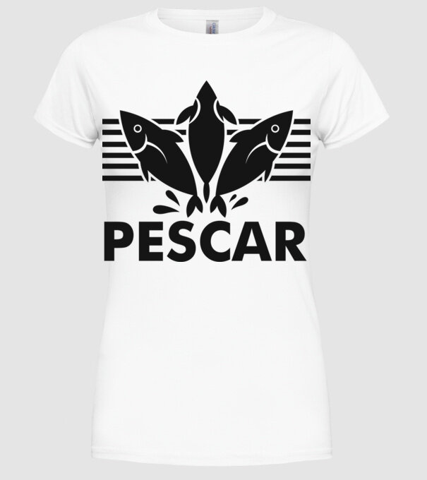 Pescar original model alb pe tricou