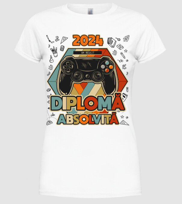 școala generală diplomă model alb pe tricou