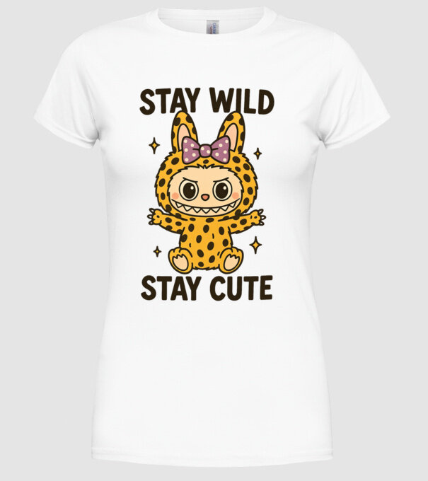 Stay wild - Labubu model alb pe tricou