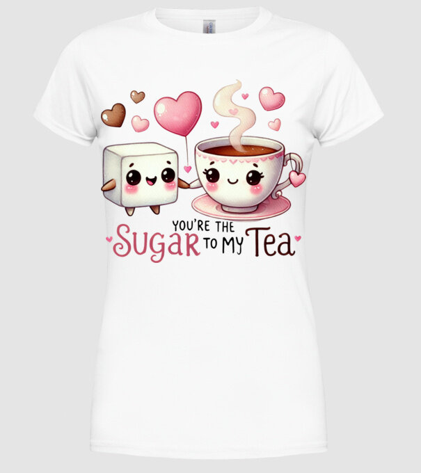 Sugar to my Tea model alb pe tricou