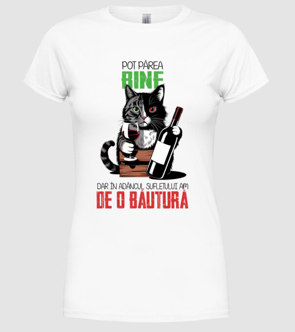 sunt bun pentru o băutură Alb model alb pe tricou
