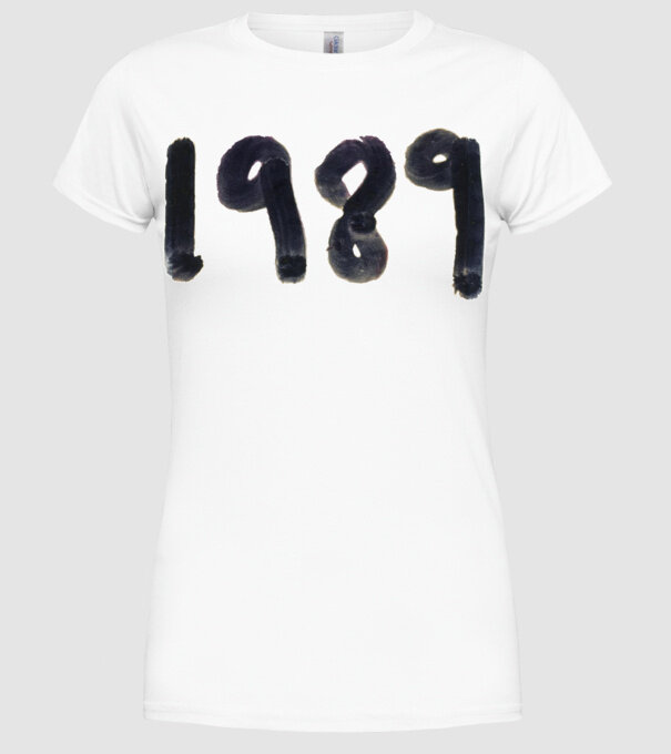 Taylor Swift 1989 text model alb pe tricou