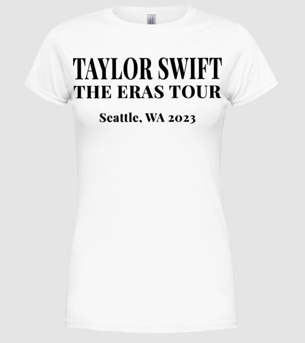 Taylor Swift Eras tour text2 model alb pe tricou