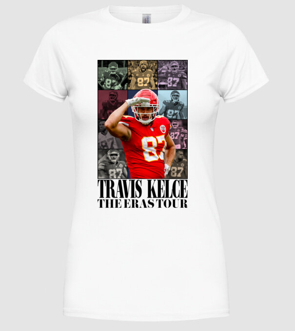 Taylor Swift Eras Travis Kelce model alb pe tricou