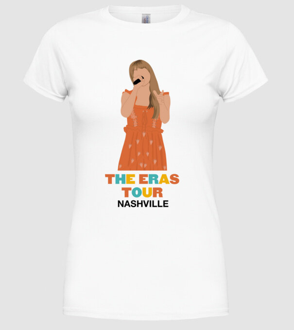 Taylor Swift The Eras Tour Nashville 3 model alb pe tricou