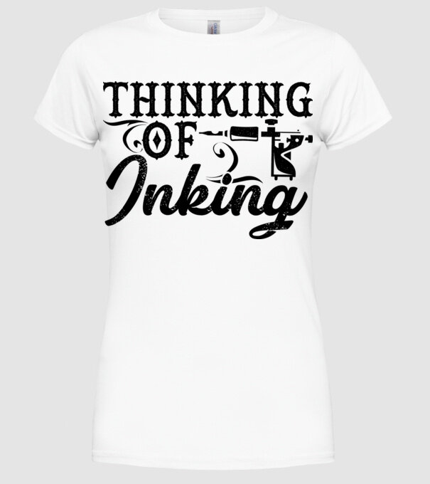 Thinking of inking model alb pe tricou