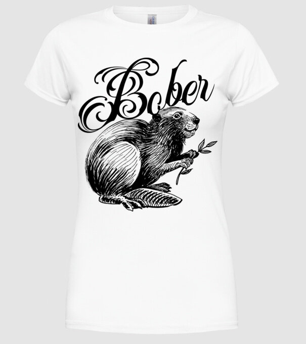Vintage Bober model alb pe tricou