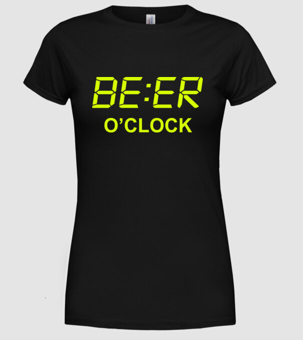 'Beer o'' clock' model negru pe tricou