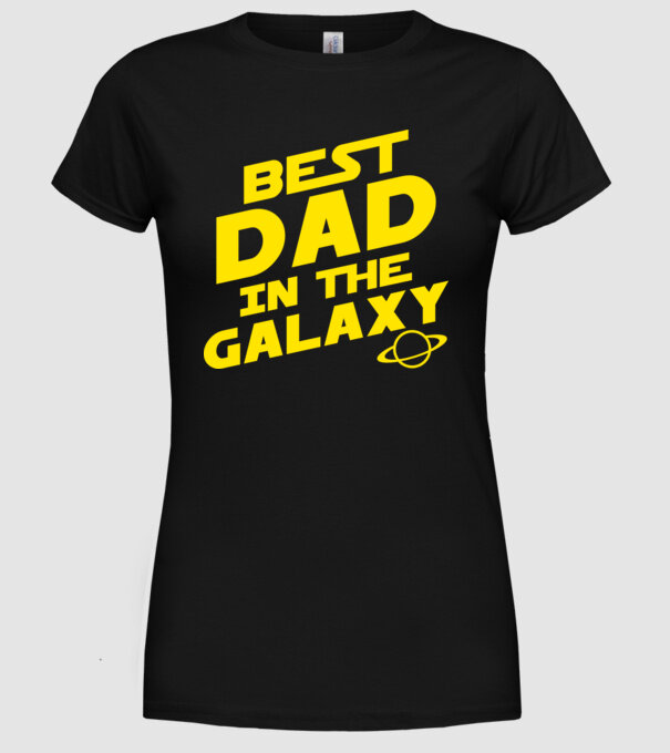 Best dad in the galaxy model negru pe tricou