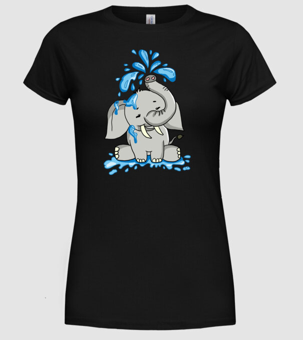 boldog elefánt model negru pe tricou
