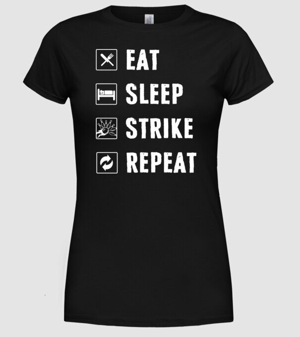 Bowling daily routine model negru pe tricou
