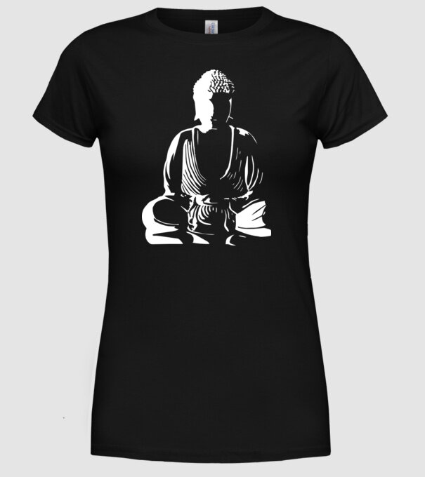 buddha silhouette model negru pe tricou
