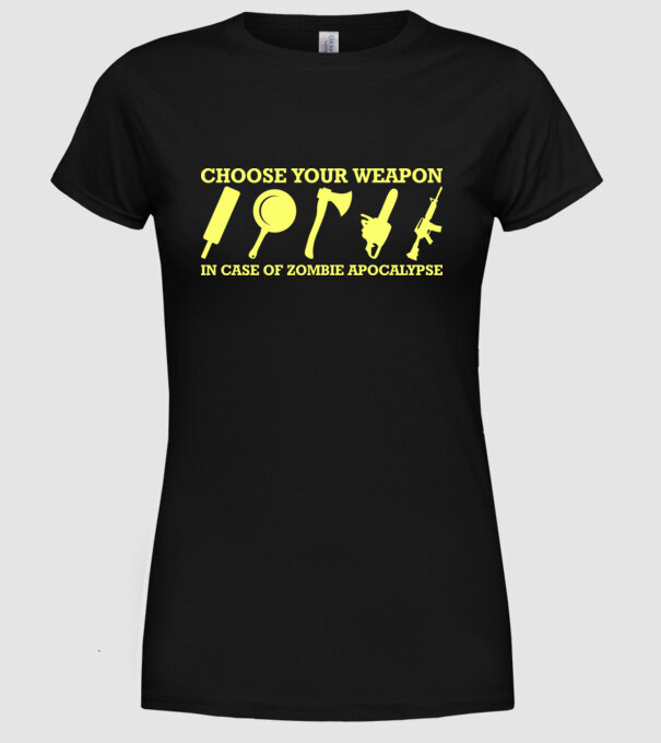 choose your weapon model negru pe tricou