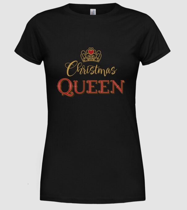 Christmas Queen model negru pe tricou