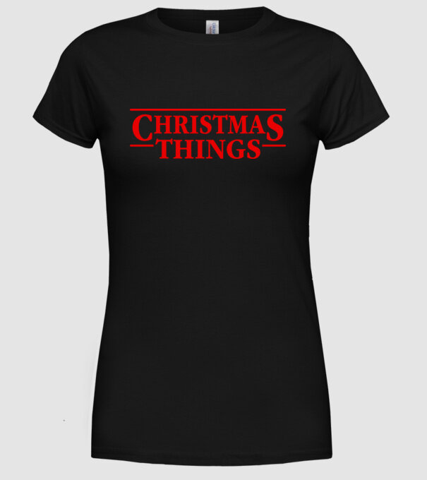 Christmas Things model negru pe tricou