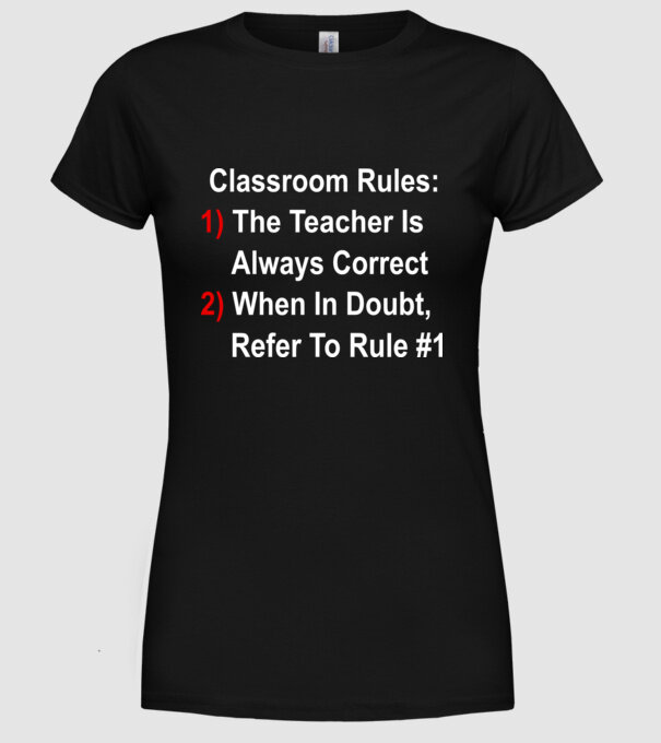 Classroom rules model negru pe tricou