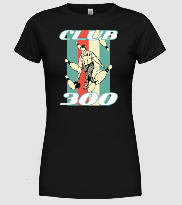 club300 model negru pe tricou