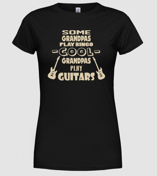 Cool grandpas play guitar model negru pe tricou