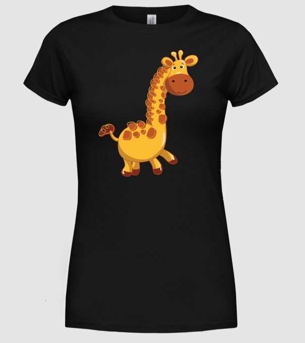 Cute giraffe model negru pe tricou