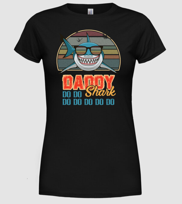 Daddy shark v2 model negru pe tricou