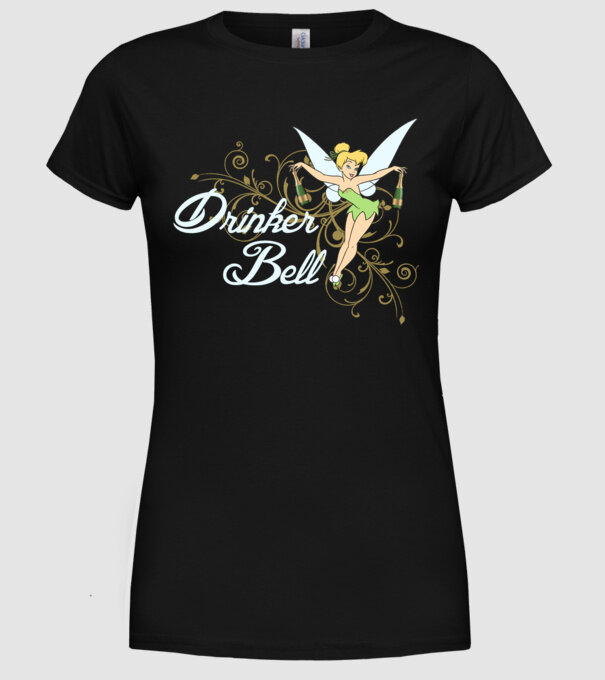 Drinkerbell model negru pe tricou