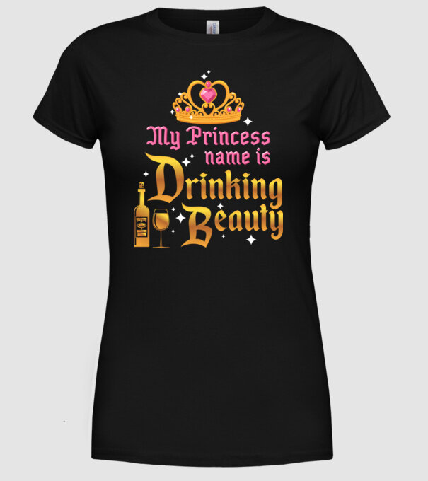 Drinking beauty model negru pe tricou