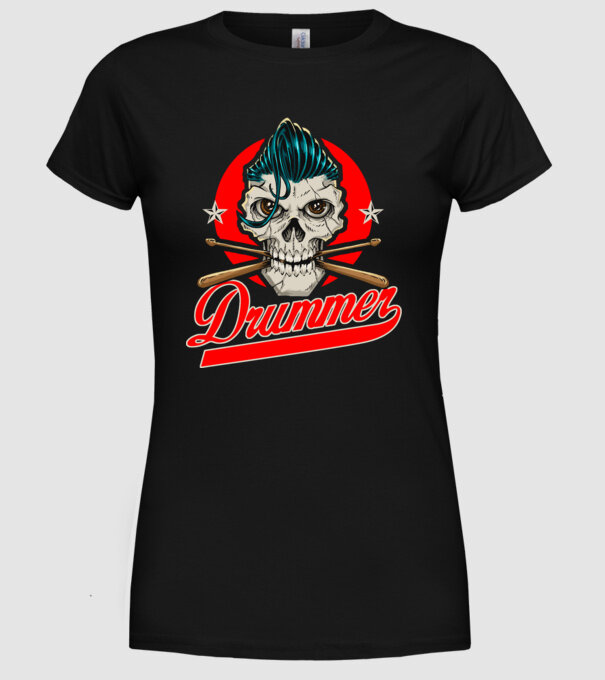 Drummer model negru pe tricou