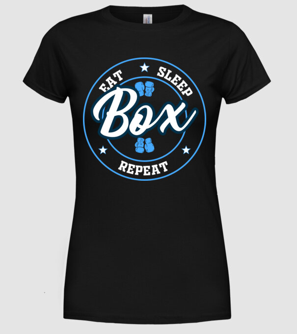 eat sleep box repeat model negru pe tricou