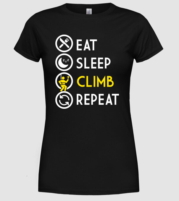 Eat sleep climb model negru pe tricou