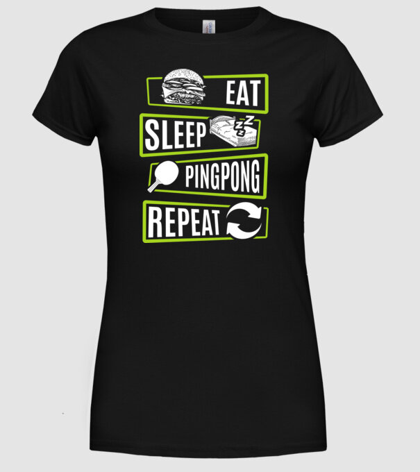 Eat sleep PING PONG repeat model negru pe tricou