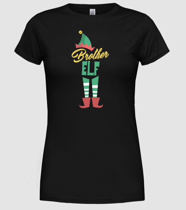Elf family brother model negru pe tricou