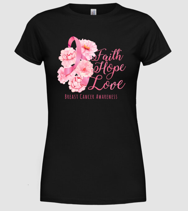 Faith hope love model negru pe tricou