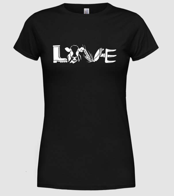 Farm love Cu tractor model negru pe tricou