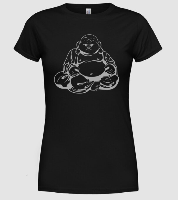 fat buddha model negru pe tricou