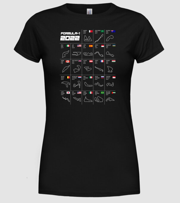 Formula 1 tracks 2022 model negru pe tricou