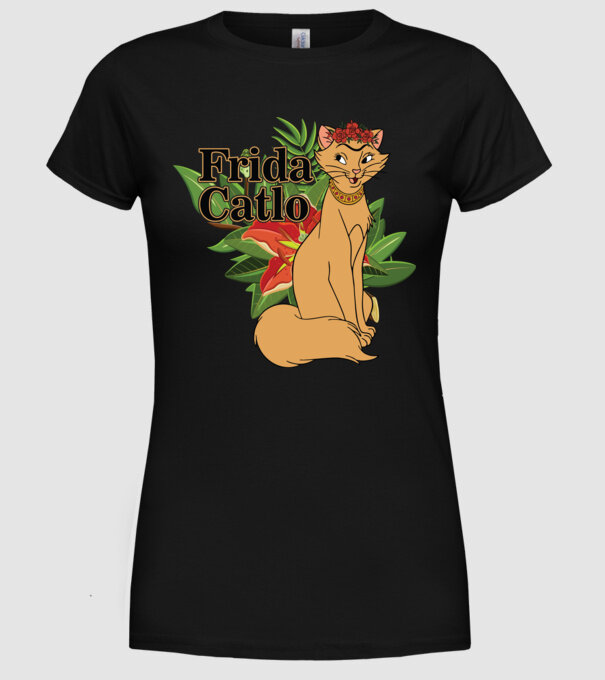 FridaCatlo model negru pe tricou