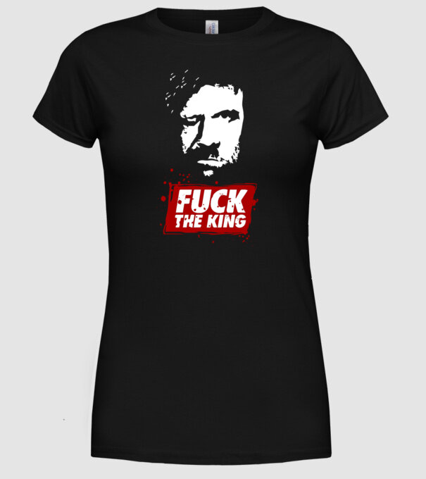 Fuck the king model negru pe tricou