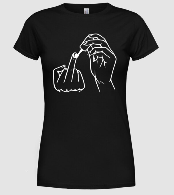 Nail polish Fuck U model negru pe tricou