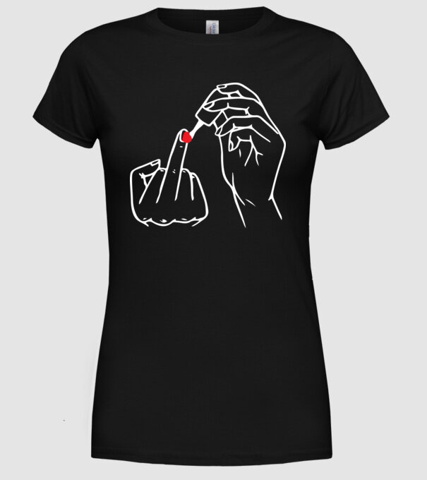 Nail polish Fuck U model negru pe tricou