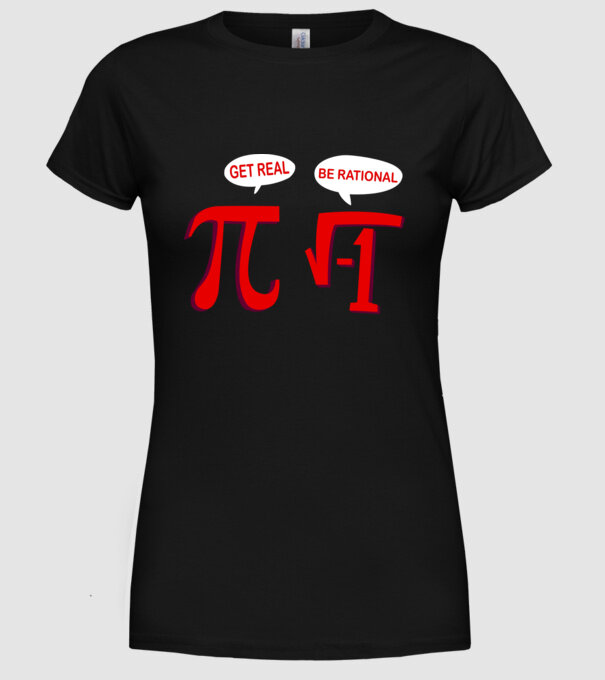 Get real, be rational model negru pe tricou
