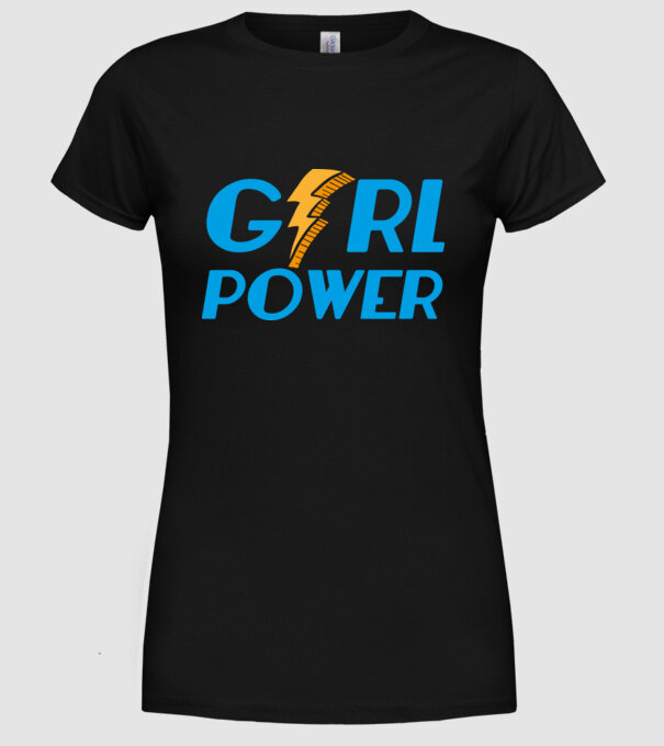 GirlPower model negru pe tricou