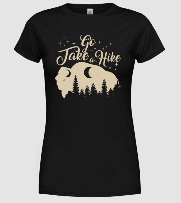 Go take a hike buffalo model negru pe tricou