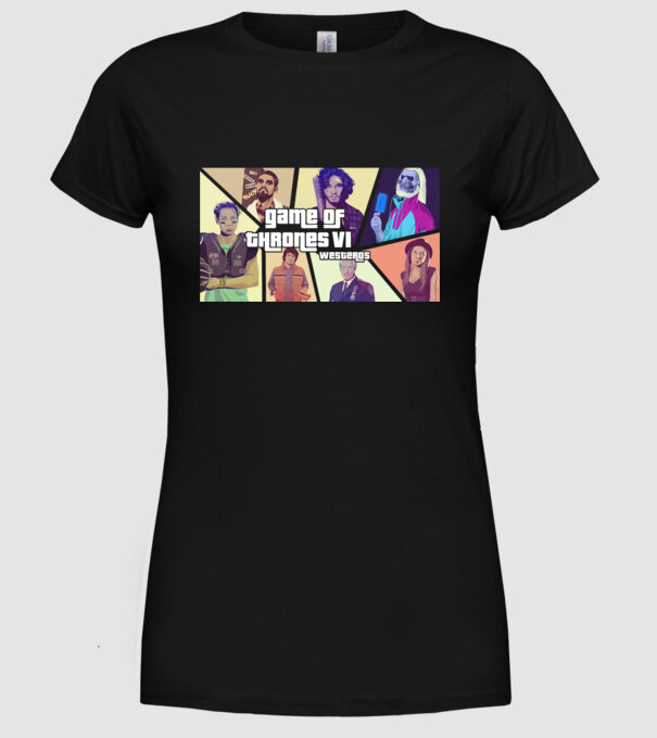 GTA Game of Thrones model negru pe tricou