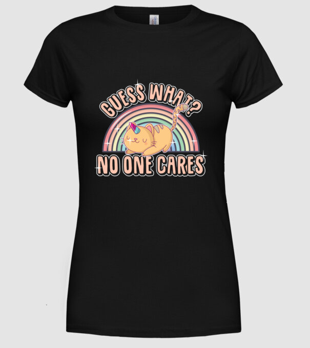 Guess what pisică-unicorn model negru pe tricou