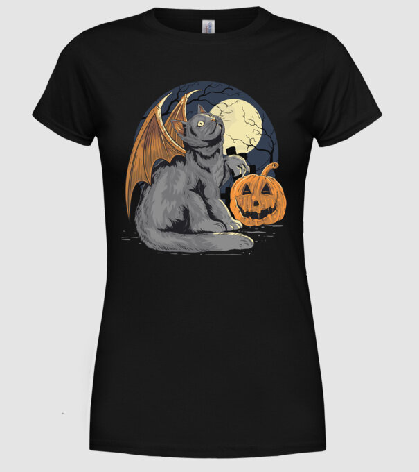 Halloween cica model negru pe tricou