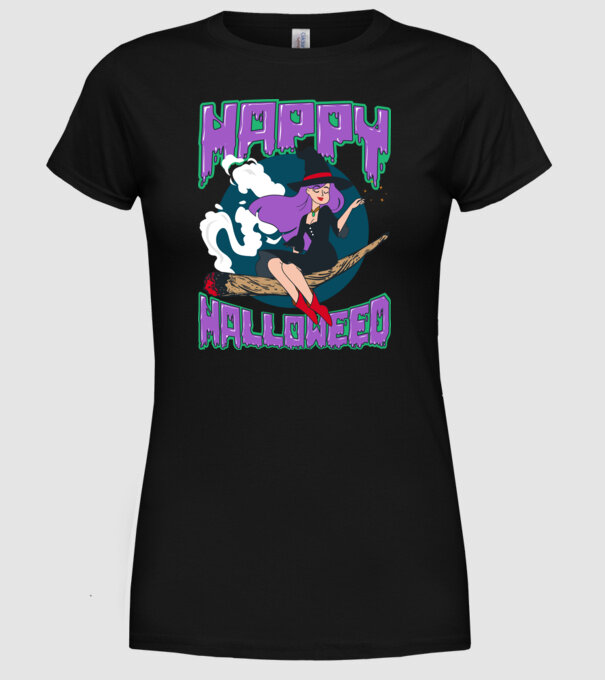 Happy Halloweed model negru pe tricou