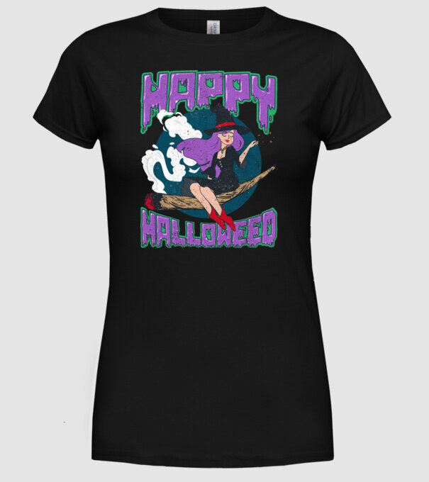 Happy Halloweed model negru pe tricou