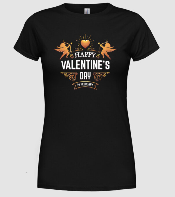 'Happy Valentine''s Day!' model negru pe tricou