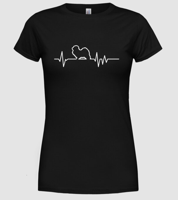 Heartbeat line Havanese model negru pe tricou